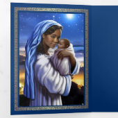 メリークリスマス.アフリカ系アメリカ人出生アート 三つ折りクリスマスカード (内部最初)