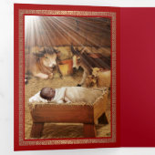 メリークリスマス.アフリカ系アメリカ人出生アート 三つ折りクリスマスカード (内部最初)