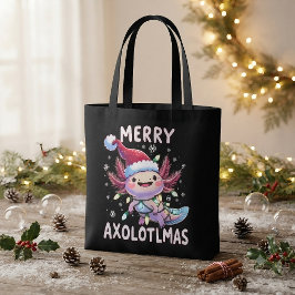 メリークリスマス アホロートル ライト クリスマスツリー トートバッグ