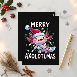 メリークリスマス アホロートル ライト クリスマスツリー ポストカード