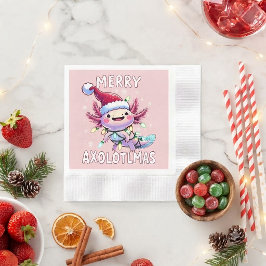メリークリスマス アホロートル ライト クリスマスツリー 縁ありカクテルナプキン