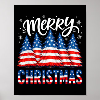 メリークリスマス アメリカ国旗 ツリー 冬 メンズ ポスター