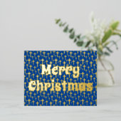 メリークリスマス・イエスエレガントは青王室の色だ 箔シーズンポストカード (立ち正面)