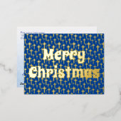 メリークリスマス・イエスエレガントは青王室の色だ 箔シーズンポストカード (正面/裏面)