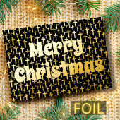 メリークリスマス・イエスエレガントは黒と金ゴールドを越える 箔シーズンカード
