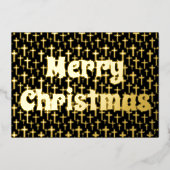 メリークリスマス・イエスエレガントは黒と金ゴールドを越える 箔シーズンカード (正面)