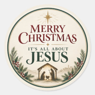 メリークリスマス イエス様がすべて ラウンドシール