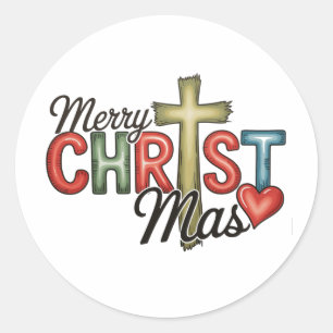 メリークリスマス イエス キリスト クリスマス 十字架 Xmas ラウンドシール