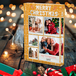 メリークリスマス イエロー落書き 5枚の写真 ファミリークリスマス フォトブロック