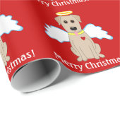 メリークリスマス! イエロー・ラブラドール・レトリーバーの天使の包装紙 ラッピングペーパー (ロールコーナー)