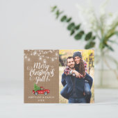 メリークリスマス・イール・ライトズ・バーラップ・トラックの写真 ポストカード (スタンド正面)