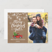 メリークリスマス・イール・ライトズ・バーラップ・トラックの写真 ポストカード (正面/裏面)