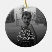 メリークリスマス　ウィムジカルスクリプト　カスタム　フォト　ドッグ セラミックオーナメント (正面)