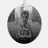 メリークリスマス　ウィムジカルスクリプト　カスタム　フォト　ドッグ セラミックオーナメント (左)