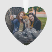 メリークリスマス ウィムジカル スクリプト 家族 写真 犬 オーナメント (正面)