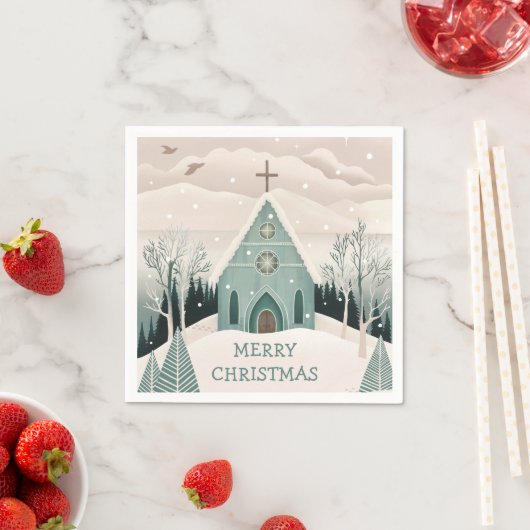 メリークリスマス | ウィンターホリデー宗教教会 スタンダードカクテルナプキン (インサイチュ)
