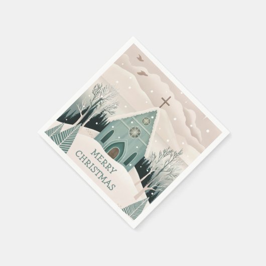 メリークリスマス | ウィンターホリデー宗教教会 スタンダードカクテルナプキン (角)