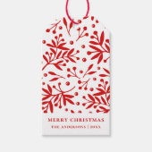 メリークリスマス.ウィンターホリデー赤フローラベリー ギフトタグ (正面)