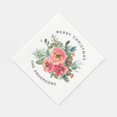 メリークリスマス | ウォーターカラーボタニカルホリデー スタンダードランチョンナプキン (角)