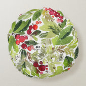 メリークリスマス・ウォーター・ウォーター・レッド・ベリーの葉 ラウンドクッション (裏面)