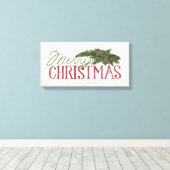 メリークリスマス |ウッドホワイトウォッシュ キャンバスプリント (インサイチュ (ウッドフロア))