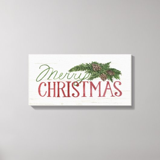 メリークリスマス |ウッドホワイトウォッシュ キャンバスプリント (正面)