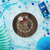 メリークリスマス – ウッド素朴シーライトリース ペーパープレート (パーティー)