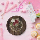 メリークリスマス – ウッド素朴シーライトリース ペーパープレート (パーティー)