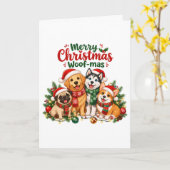 メリークリスマス・ウーフマス 愛犬家ギフト カード (黄色い花)