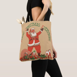 メリークリスマス エブリバディ! ヴィンテージ サンタクロース トートバッグ