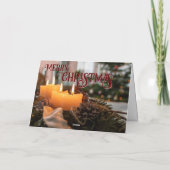 メリークリスマス　エレガントなクリスマスリースのキャンドル カード (裏面)