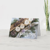 メリークリスマス　エレガントなクリスマスリースのキャンドル カード (裏面)