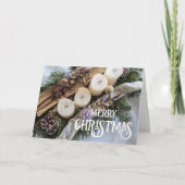 メリークリスマス　エレガントなクリスマスリースのキャンドル カード (正面)
