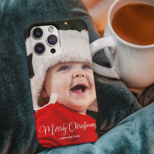 メリークリスマス エレガントなホワイトタイポグラフィー写真 iPhone 14ケース