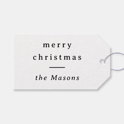 メリークリスマス | エレガントタイポグラフィティール(緑がかった色) ギフトタグ (正面(横))