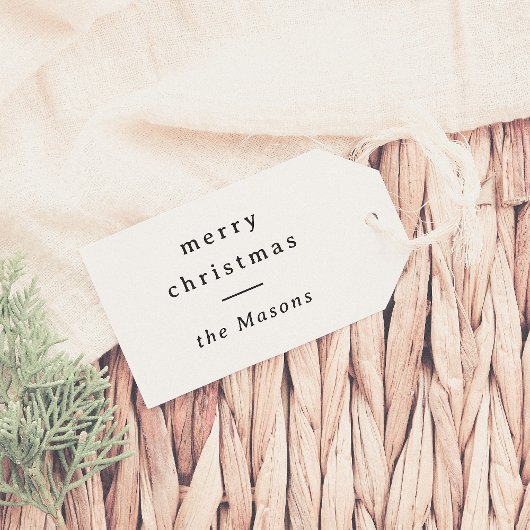 メリークリスマス | エレガントタイポグラフィティール（緑がかった色） ギフトタグ
