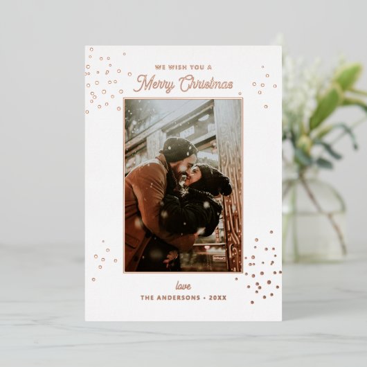 メリークリスマス.エレガント金ゴールド冬水玉模様 箔シーズンカード (立ち正面)