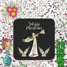 メリークリスマス エンジェル ゴールド トランペット 装飾芸術