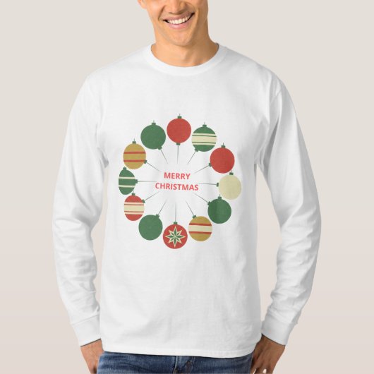 メリークリスマス オーナメント 円形 - ヴィンテージ ホリデー Tシャツ (正面)