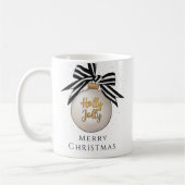 メリークリスマス・オーナメント 黒と白 コーヒーマグカップ (左)