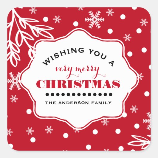 メリークリスマス.カスタムクリスマス スクエアシール (正面)