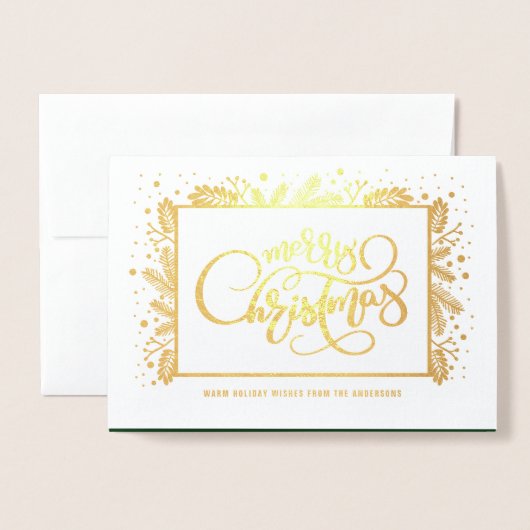 メリークリスマス.カスタムフォトラグジュアリー実在 箔カード (封筒付き正面)