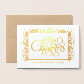 メリークリスマス.カスタムフォトラグジュアリー実在 箔カード (封筒付き正面)