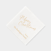 「メリークリスマス」カスタムメッセージの休日パーティー 箔ナプキン (右)