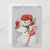 メリークリスマス、カスタム写真とヴィンテージ雪だるま シーズンカード (裏面)