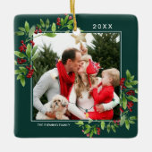 メリークリスマス.カスタム写真クリスマス セラミックオーナメント (正面)
