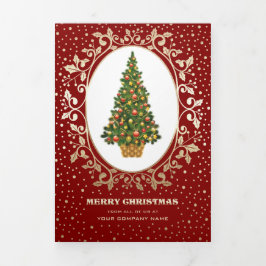 メリークリスマス.カスタム写真ビジネス企業の 三つ折りクリスマスカード