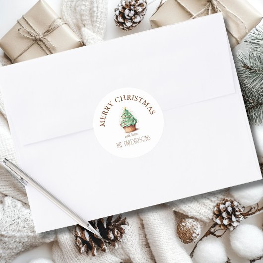 メリークリスマス!カップケーキ・クリスマスツリー ラウンドシール