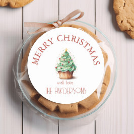 メリークリスマス!カップケーキ・クリスマスツリー ラウンドシール