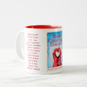 メリークリスマス、カップルの名前の最愛のマグ ツートーンマグカップ (正面左)